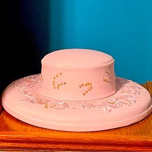 Pink Sale! Powder pink jeweled embroidered hat